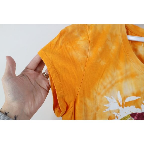 Vintage Y2K Guess Womens Size Large Spell Out Metallic Sunset Acid Wash T-Shirt - Picture 5 of 11